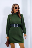 Buttoned Turtleneck Long Sleeve Sweater Dress - Premium   - Just $42.36! Shop now at LACEDUPED