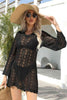 Openwork Scalloped Trim Long Sleeve Cover-Up Dress - Premium   - Just $43.95! Shop now at LACEDUPED