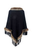 Faux Fur Trim Fringed Poncho - Premium   - Just $42.95! Shop now at LACEDUPED