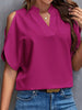 Notched Cold Shoulder Blouse - Premium   - Just $34.95! Shop now at LACEDUPED