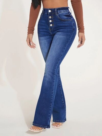 Button Fly Bootcut Jeans with Pockets - Premium   - Just $62.95! Shop now at LACEDUPED