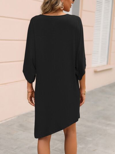 Round Neck Three-Quarter Sleeve Tee Dress - Premium   - Just $32.95! Shop now at LACEDUPED