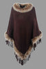 Faux Fur Trim Fringed Poncho - Premium   - Just $42.95! Shop now at LACEDUPED