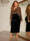 Plus Size Surplice Neck Long Sleeve Slit Dress - Premium   - Just $47.95! Shop now at LACEDUPED