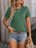 Heathered Round Neck Short Sleeve T-Shirt - Premium   - Just $31.95! Shop now at LACEDUPED