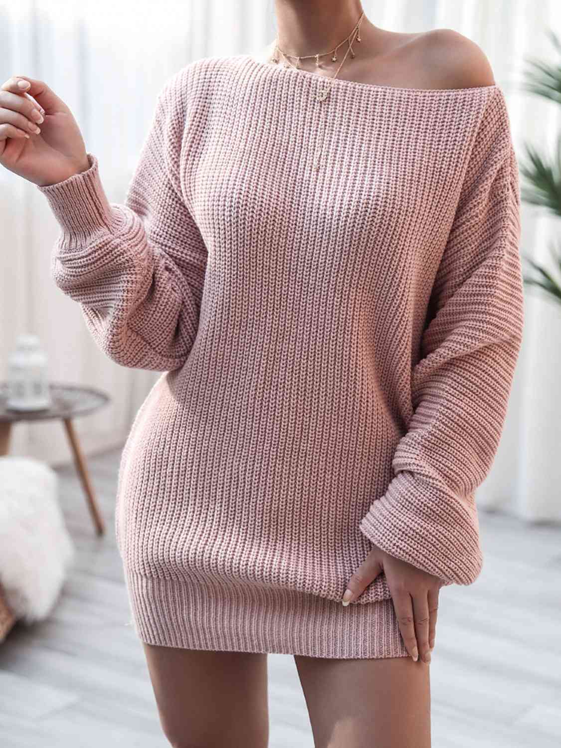 Rib-Knit Mini Sweater Dress - Premium   - Just $46.95! Shop now at LACEDUPED