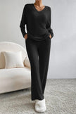 Ribbed V-Neck Top and Pants Set - Premium   - Just $62.95! Shop now at LACEDUPED