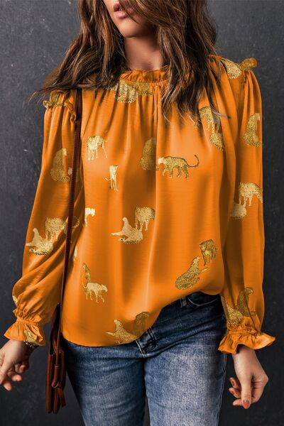 Frill Animal Flounce Sleeve Blouse - Premium   - Just $39.95! Shop now at LACEDUPED