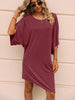 Round Neck Three-Quarter Sleeve Tee Dress - Premium   - Just $32.95! Shop now at LACEDUPED