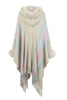 Color Block Fringe Detail Poncho - Premium   - Just $89.95! Shop now at LACEDUPED