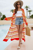 Striped Open Front Side Slit Duster Cover Up - Premium   - Just $60.95! Shop now at LACEDUPED