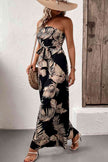 Printed Strapless Wide Leg Jumpsuit with Pockets - Premium   - Just $46.95! Shop now at LACEDUPED