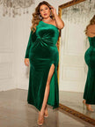 Plus Size One-Shoulder Twisted Split Dress - Premium   - Just $51.95! Shop now at LACEDUPED