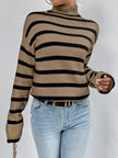 Striped Turtleneck Long Sleeve Sweater - Premium   - Just $58.95! Shop now at LACEDUPED