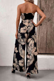 Printed Strapless Wide Leg Jumpsuit with Pockets - Premium   - Just $46.95! Shop now at LACEDUPED