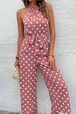 Polka Dot Grecian Wide Leg Jumpsuit - Premium   - Just $43.95! Shop now at LACEDUPED