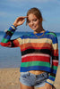 Rainbow Stripe Openwork Long Sleeve Cover-Up - Premium   - Just $43.95! Shop now at LACEDUPED