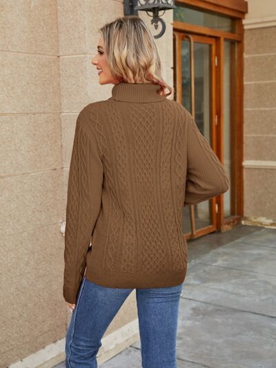 Cable-Knit Mock Neck Sweater - Premium   - Just $55.95! Shop now at LACEDUPED