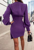 Surplice Lantern Sleeve Mini Dress - Premium   - Just $39.95! Shop now at LACEDUPED