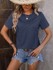 Heathered Round Neck Short Sleeve T-Shirt - Premium   - Just $31.95! Shop now at LACEDUPED