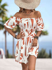 Printed Off-Shoulder Smocked Waist Dress - Premium   - Just $38.95! Shop now at LACEDUPED