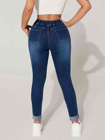 Drawstring Cropped Jeans - Premium   - Just $58.95! Shop now at LACEDUPED