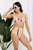 Marina West Swim Take A Dip Twist High-Rise Bikini in Stripe - Premium   - Just $81.95! Shop now at LACEDUPED