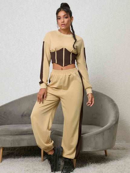 Contrast Sweatshirt and Sweatpants Set - Premium   - Just $81.95! Shop now at LACEDUPED