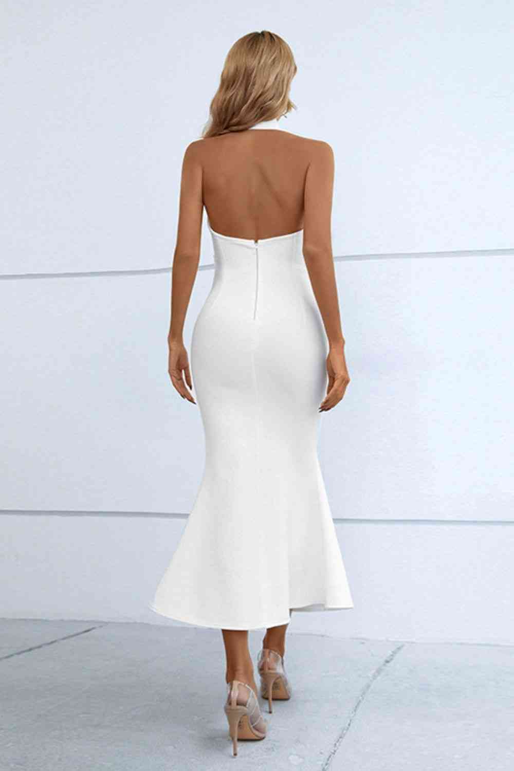 Halter Neck Split Fishtail Bodycon Dress - Premium   - Just $139.95! Shop now at LACEDUPED