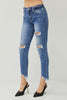 RISEN Distressed Frayed Hem Slim Jeans - Premium   - Just $94.95! Shop now at LACEDUPED