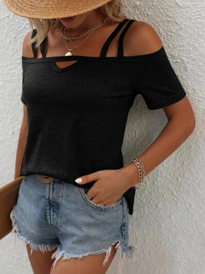 Double Spaghetti Straps Short Sleeve T-Shirt - Premium   - Just $36.95! Shop now at LACEDUPED