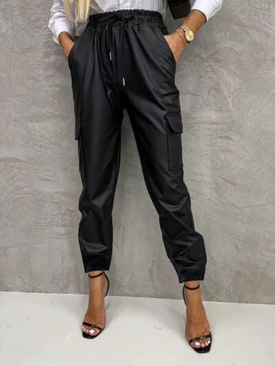 Tied High Waist Pants with Pockets - Premium   - Just $55.95! Shop now at LACEDUPED