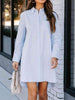 Button Up Collared Neck Long Sleeve Shirt Dress - Premium   - Just $34.36! Shop now at LACEDUPED