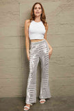 Double Take Sequin High Waist Flared Pants - Premium   - Just $78.95! Shop now at LACEDUPED