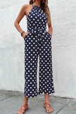 Polka Dot Grecian Wide Leg Jumpsuit - Premium   - Just $43.95! Shop now at LACEDUPED