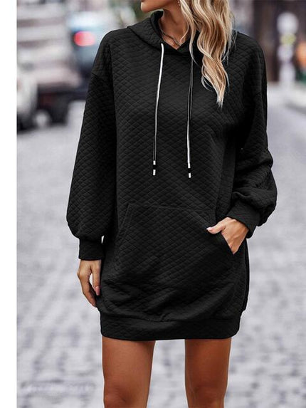 Textured Drawstring Tunic Hoodie - Premium   - Just $44.95! Shop now at LACEDUPED