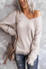 Exposed Seam V-Neck Fringe Hem Knit Top - Premium   - Just $62.95! Shop now at LACEDUPED