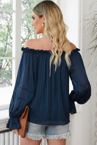 Frill Tied Off-Shoulder Flounce Sleeve Blouse - Premium   - Just $40.95! Shop now at LACEDUPED