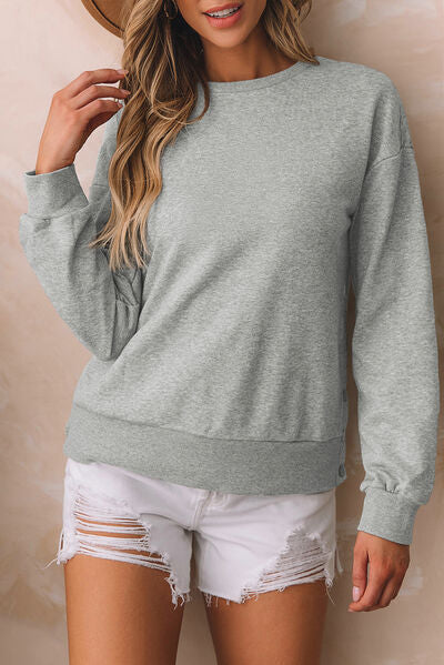 Round Neck Dropped Shoulder Sweatshirt - Premium   - Just $48.95! Shop now at LACEDUPED