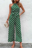 Polka Dot Grecian Wide Leg Jumpsuit - Premium   - Just $43.95! Shop now at LACEDUPED