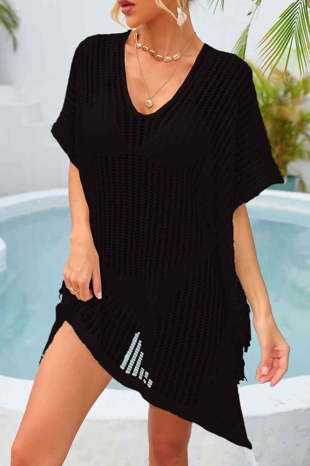 Fringe Trim Openwork Cover Up - Premium   - Just $44.95! Shop now at LACEDUPED