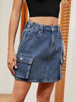 High Waist Denim Skirt - Premium   - Just $51.95! Shop now at LACEDUPED