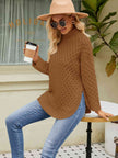 Mock Neck Slit Sweater - Premium   - Just $65.95! Shop now at LACEDUPED