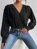 Surplice Ruched Long Sleeve Bodysuit - Premium   - Just $42.95! Shop now at LACEDUPED