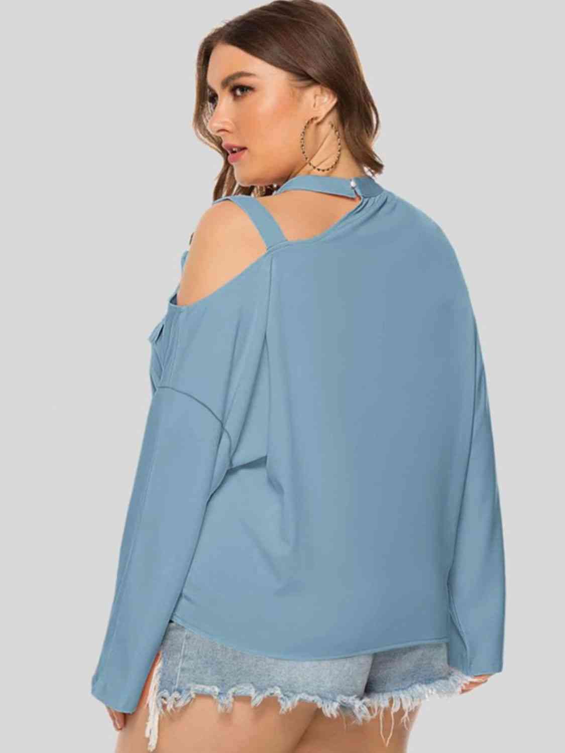 Plus Size Cold-Shoulder Tied Top - Premium   - Just $40.95! Shop now at LACEDUPED