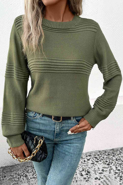 Round Neck Long Sleeve Sweater - Premium   - Just $43.95! Shop now at LACEDUPED