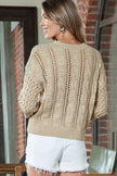 Full Size Openwork Cable-Knit Round Neck Knit Top - Premium   - Just $54.95! Shop now at LACEDUPED