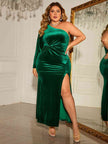 Plus Size One-Shoulder Twisted Split Dress - Premium   - Just $51.95! Shop now at LACEDUPED