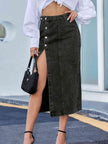 Button Down Denim Skirt - Premium   - Just $49.95! Shop now at LACEDUPED