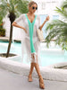 Contrast Fringe Trim Openwork Cover-Up Dress - Premium   - Just $49.95! Shop now at LACEDUPED